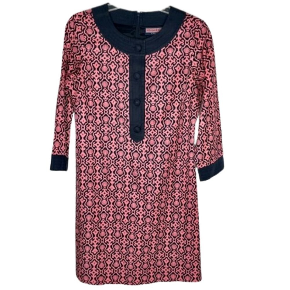 Vineyard Vines Damask Shell Silk Blend Sheath Pink/Navy - 2